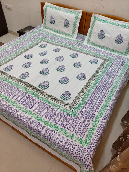 Amethyst – Hand Block Printed Double Bedsheet Set