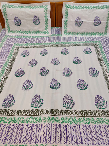 Amethyst – Hand Block Printed Double Bedsheet Set