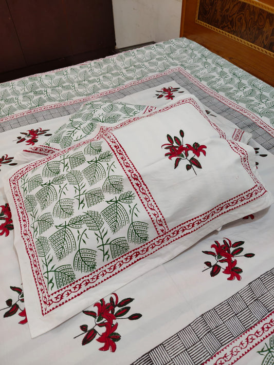 Rajkumud – Hand Block Printed Double Bedsheet Set