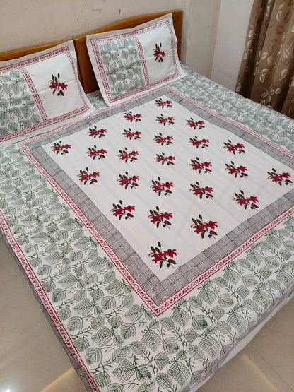 Rajkumud – Hand Block Printed Double Bedsheet Set