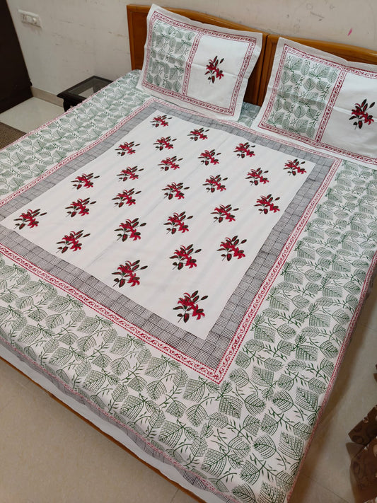 Rajkumud – Hand Block Printed Double Bedsheet Set
