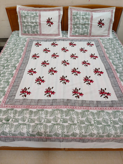 Rajkumud – Hand Block Printed Double Bedsheet Set