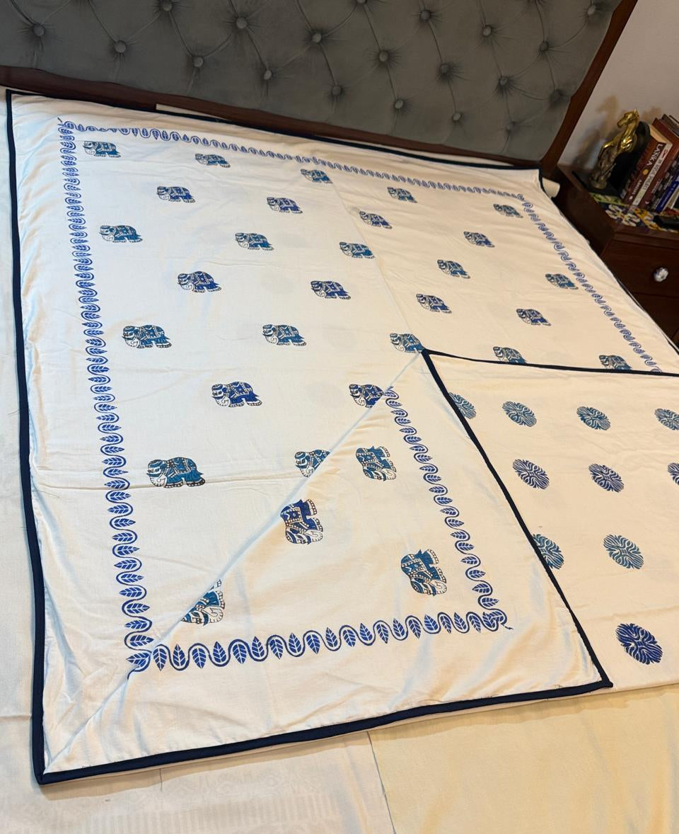 Elephant Dreams - Reversible Hand Block Printed Dohar