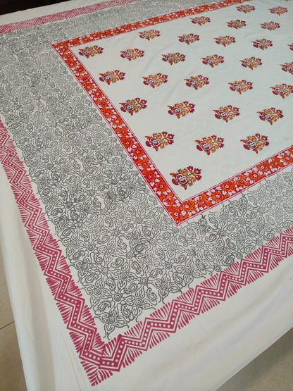 Ember Glow – Hand Block Printed Custom Double Bedsheet Set
