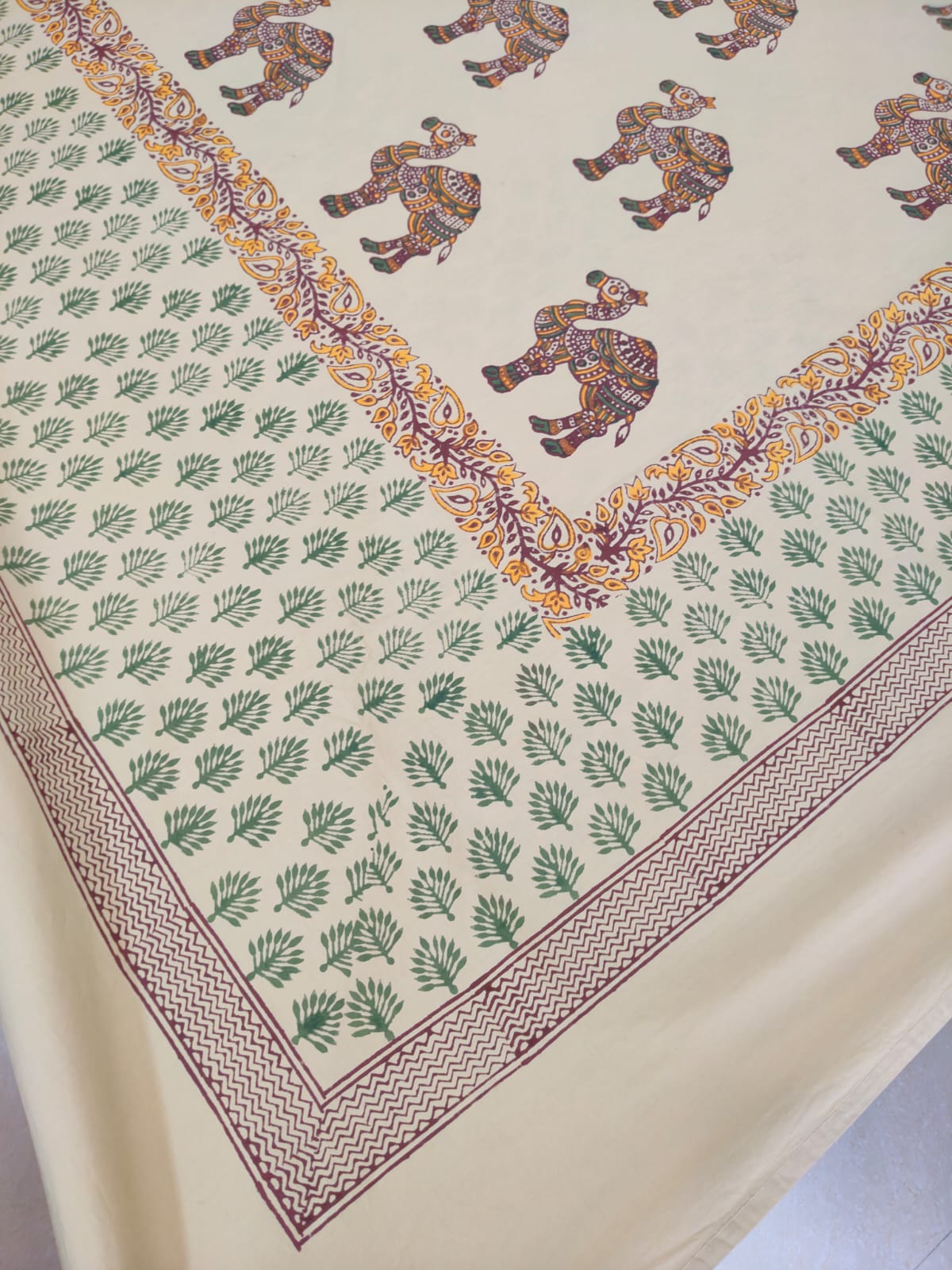 Camel Trail – Hand Block Printed Custom Double Bedsheet Set