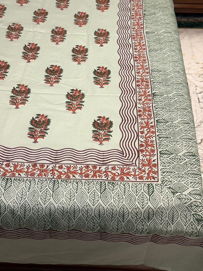 Whispers of Nature – Hand Block Printed Custom Double Bedsheet Set