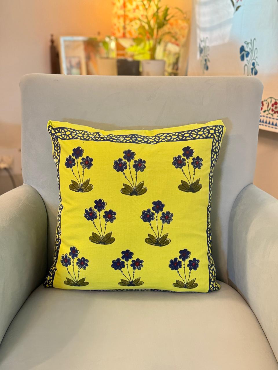 Basant Bahar – Lime Green Cushion Covers (Set of 5)