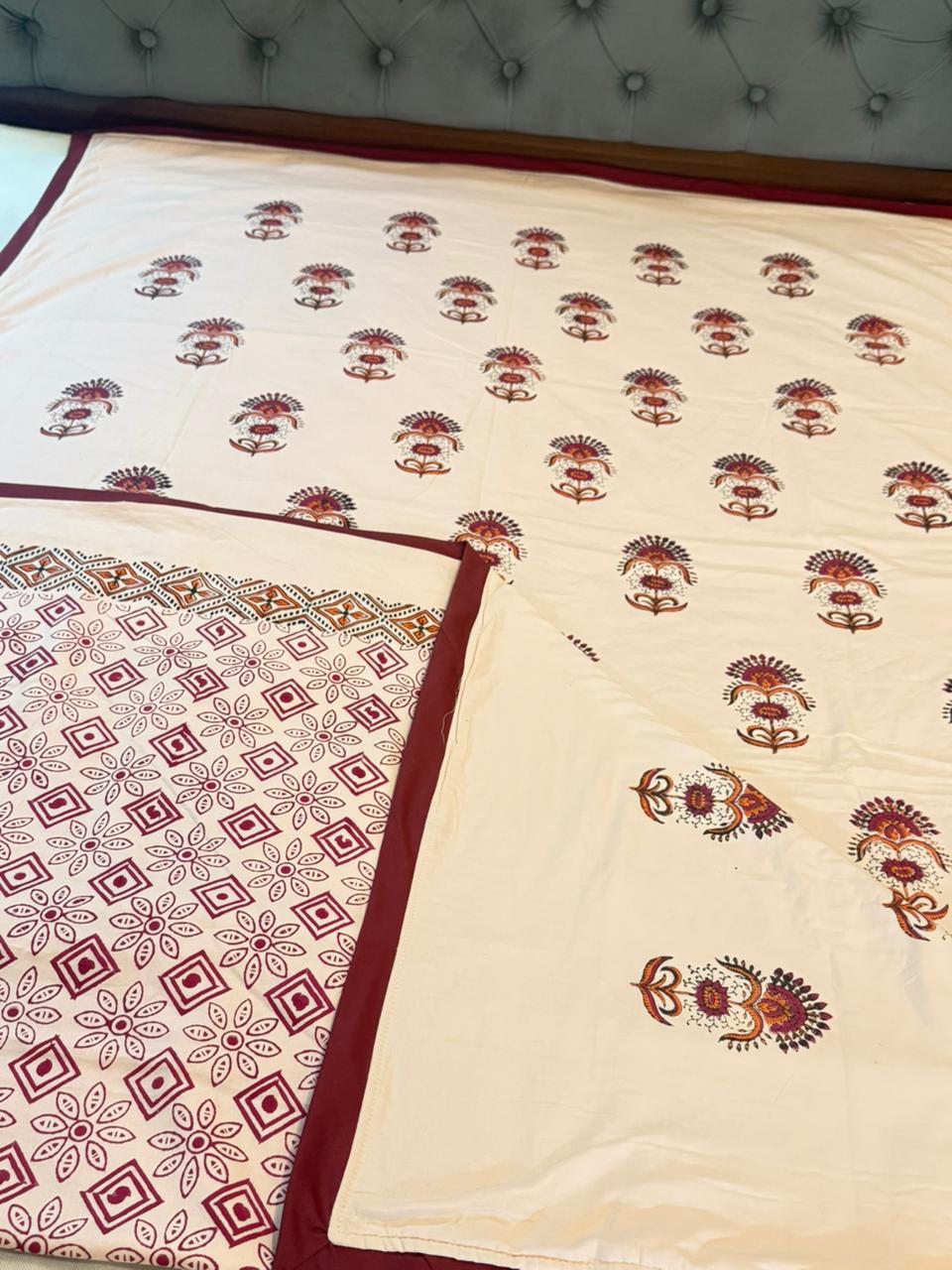 Warm Dreams - Light Pink Reversible Hand Block Printed Dohar