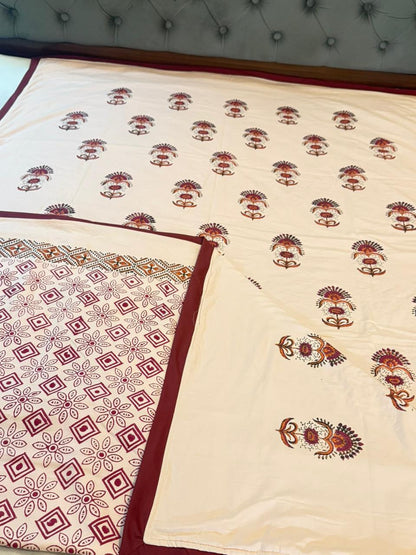 Warm Dreams - Light Pink Reversible Hand Block Printed Dohar