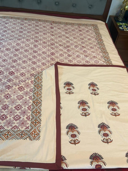 Warm Dreams - Light Pink Reversible Hand Block Printed Dohar