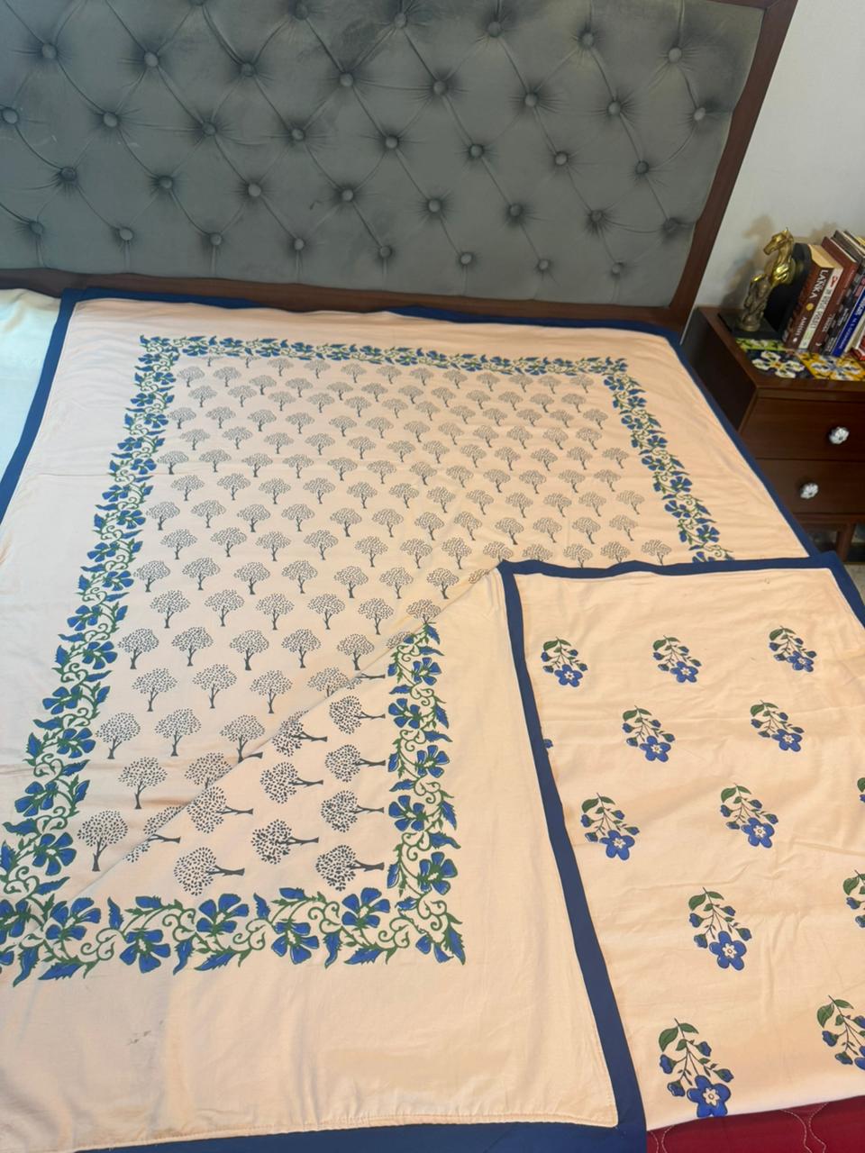 Tranquil Dreams - Light Pink Reversible Hand Block Printed Dohar