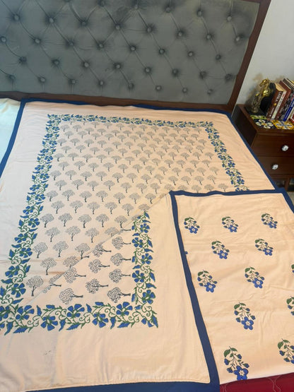 Tranquil Dreams - Light Pink Reversible Hand Block Printed Dohar