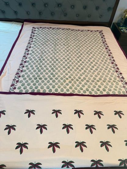 Pink Dreams - Light Pink Reversible Hand Block Printed Dohar