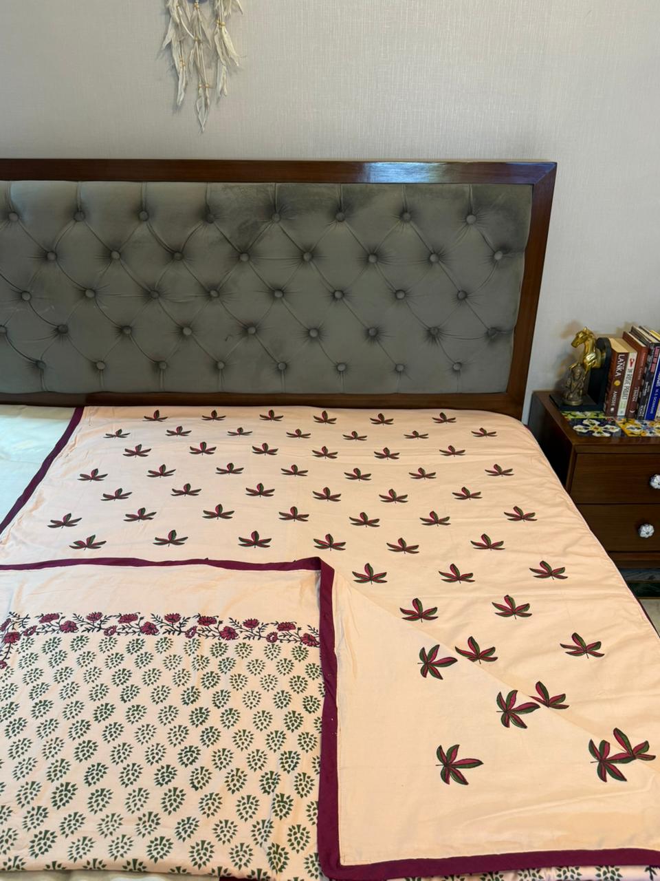 Pink Dreams - Light Pink Reversible Hand Block Printed Dohar