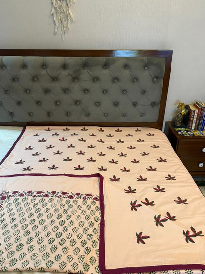 Pink Dreams - Light Pink Reversible Hand Block Printed Dohar