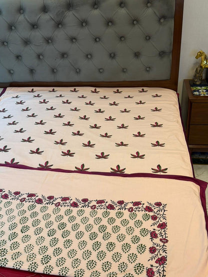 Pink Dreams - Light Pink Reversible Hand Block Printed Dohar