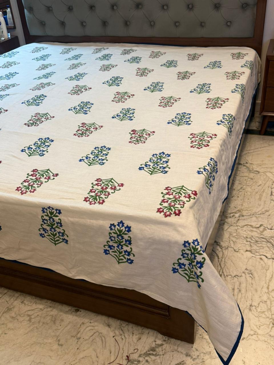 Calm Dreams - Light Grey Reversible Hand Block Printed Double Dohar