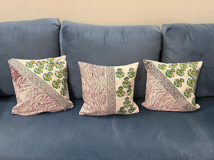 Rajni – Set of 3 Handblock Printed Cotton Cushion Covers