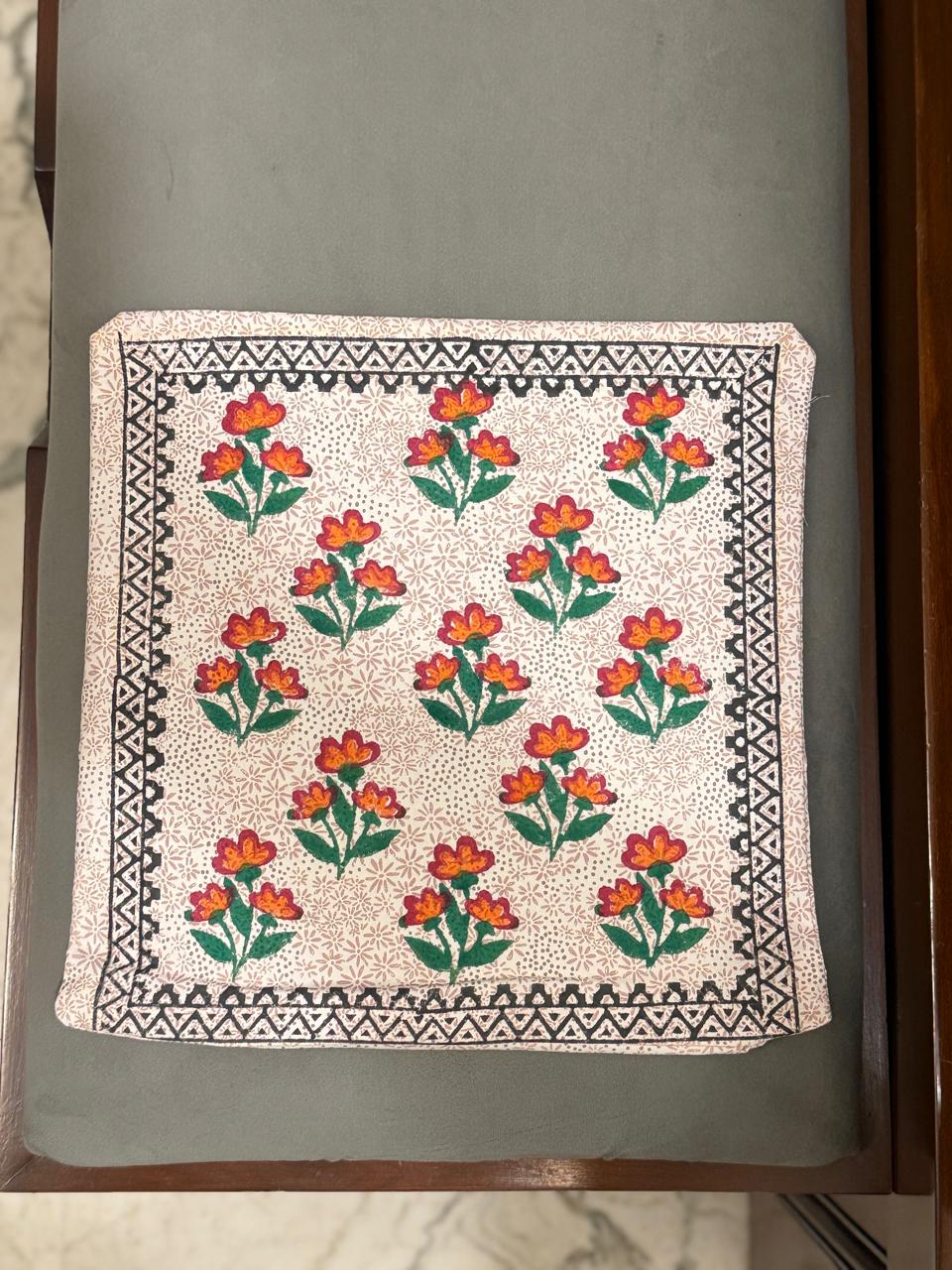 Pushpika – Set of 2 Handblock Printed Cotton Cushion Covers