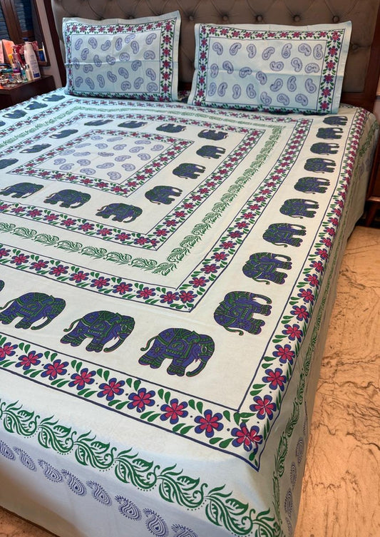 Gajraj – Hand Block Printed Double Bedsheet Set