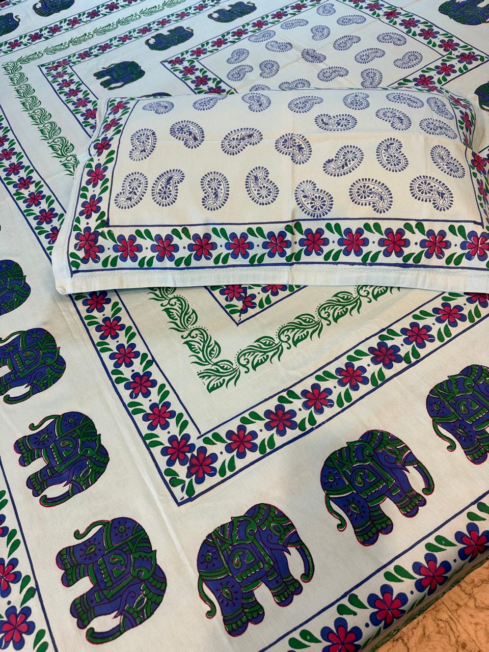 Gajraj – Hand Block Printed Double Bedsheet Set