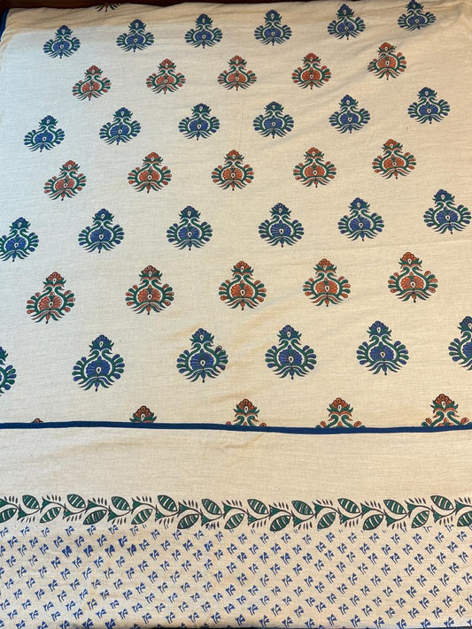 Quiet Dreams - Light Beige Reversible Hand Block Printed Single Dohar