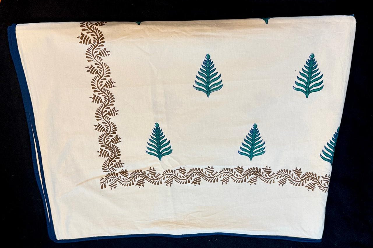 Gentle Dreams - White Reversible Hand Block Printed Single Dohar