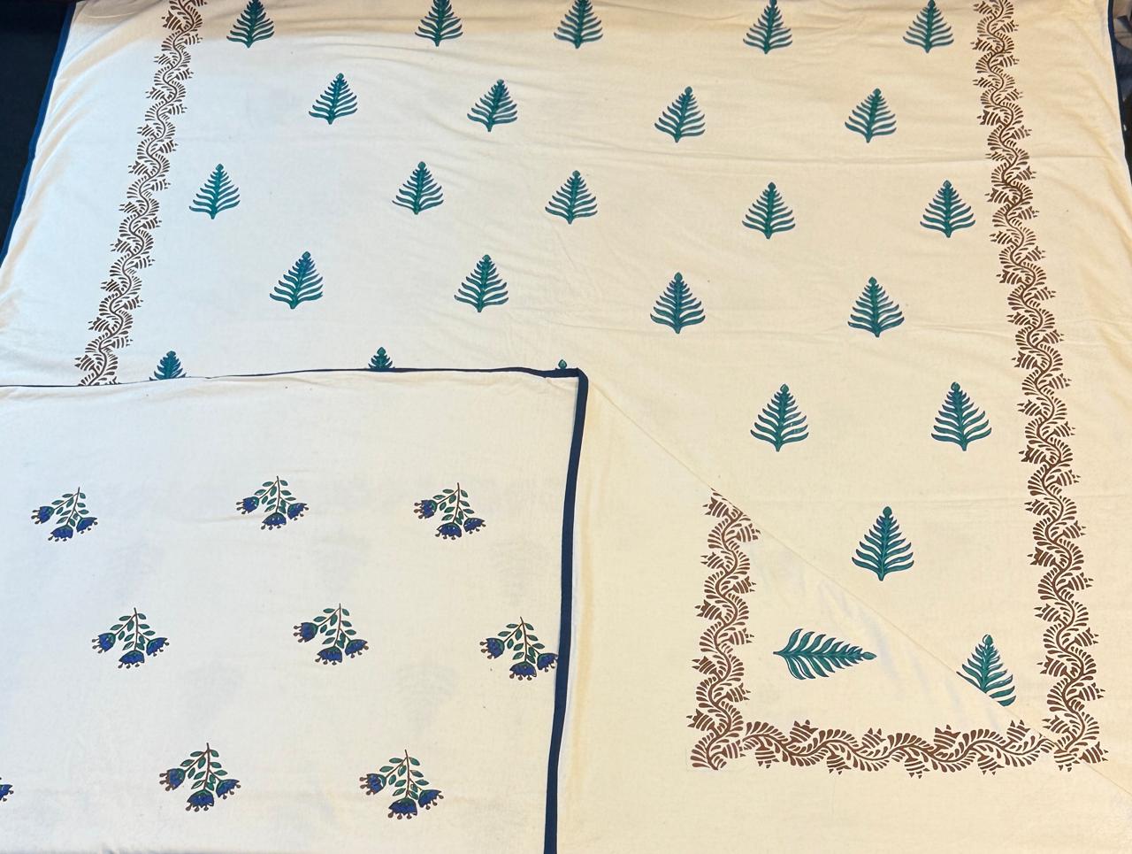 Gentle Dreams - White Reversible Hand Block Printed Single Dohar