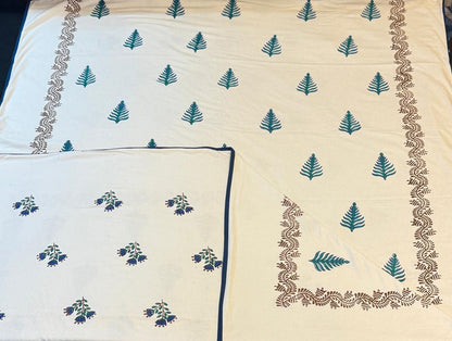Gentle Dreams - White Reversible Hand Block Printed Single Dohar