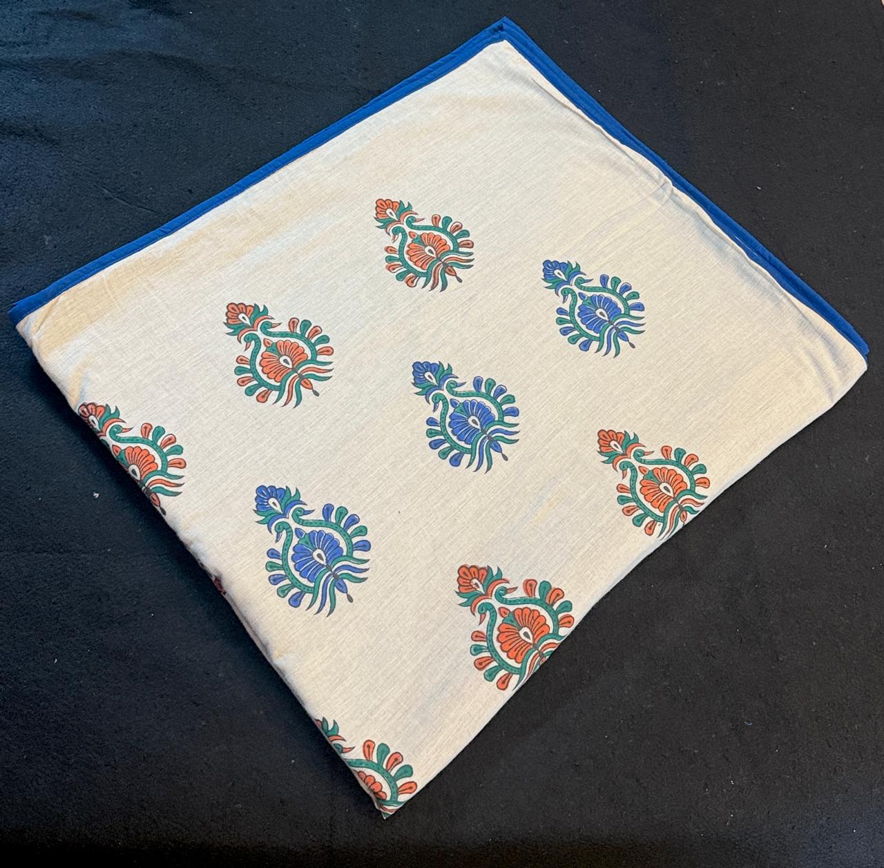 Quiet Dreams - Light Beige Reversible Hand Block Printed Single Dohar