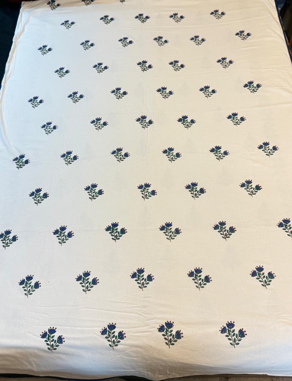 Gentle Dreams - White Reversible Hand Block Printed Single Dohar