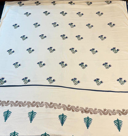 Gentle Dreams - White Reversible Hand Block Printed Single Dohar