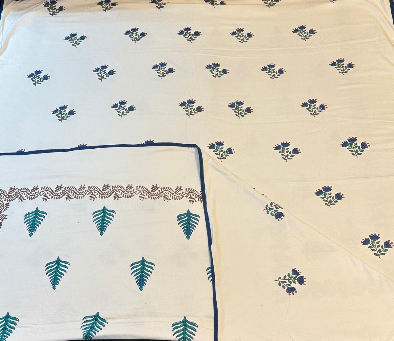 Gentle Dreams - White Reversible Hand Block Printed Single Dohar