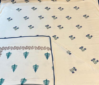 Gentle Dreams - White Reversible Hand Block Printed Single Dohar