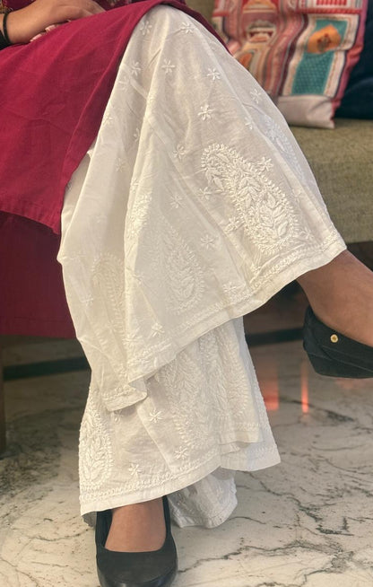 Kalidaar Sharara/Palazzo (Chikankari Free Size Bottom)