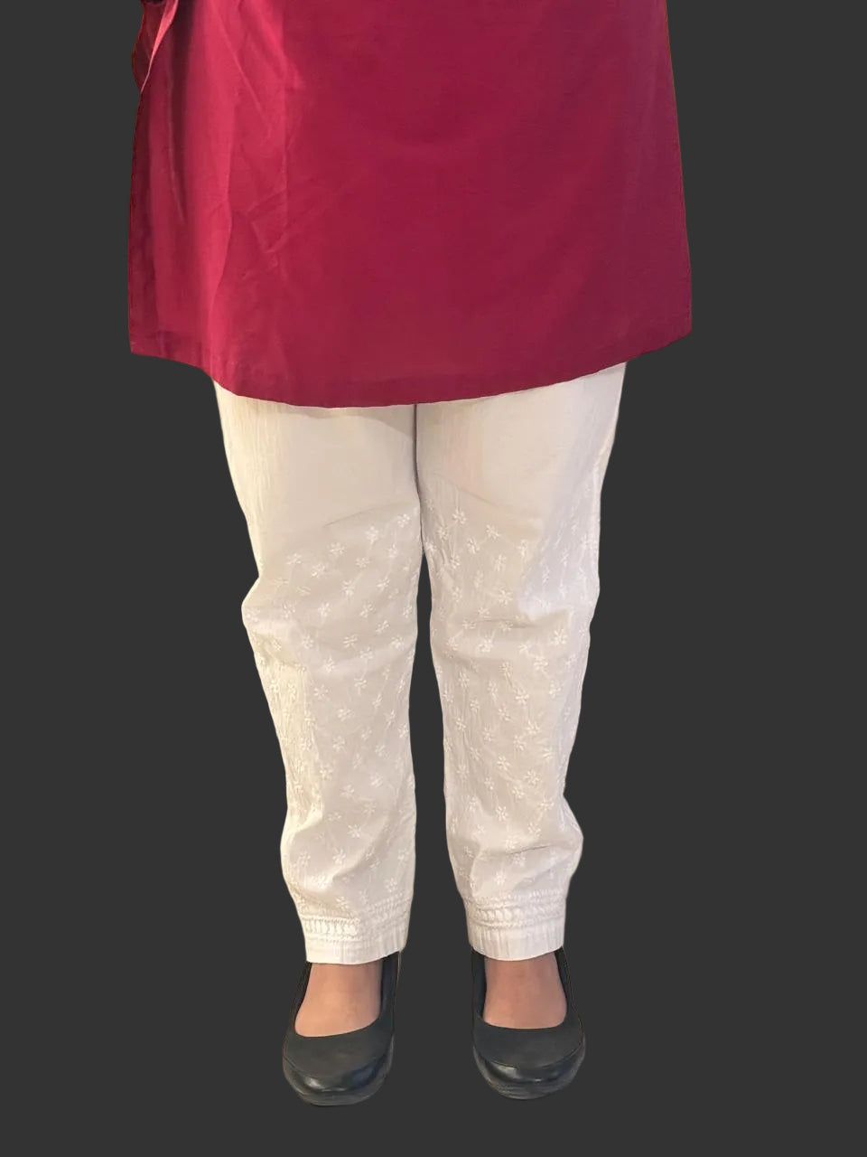 Stretchable Pants (Chikankari Free Size Bottom-Comfort Fit)
