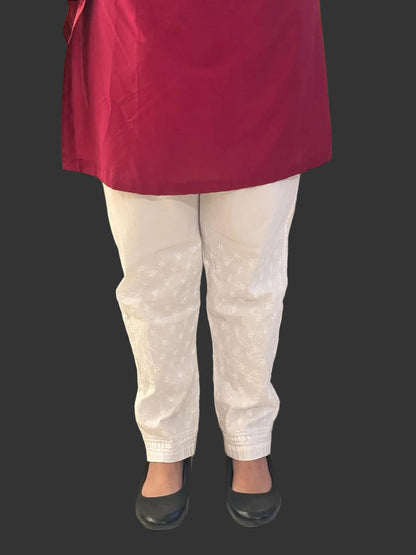 Stretchable Pants (Chikankari Free Size Bottom-Comfort Fit)
