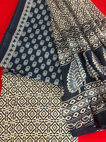 Blue Whisper – Indigo Cotton Suit Set (Sanganeri Print)