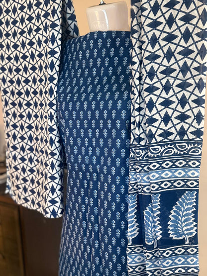 Blue Mirage – Indigo Cotton Suit Set (Sanganeri Print)