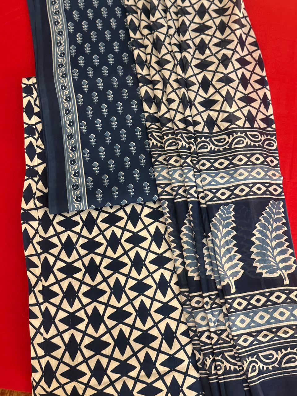 Blue Mirage – Indigo Cotton Suit Set (Sanganeri Print)