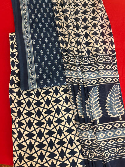 Blue Mirage – Indigo Cotton Suit Set (Sanganeri Print)