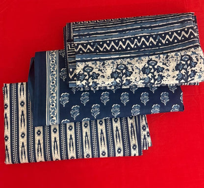 Blue Echo – Indigo Cotton Suit Set (Sanganeri Print)