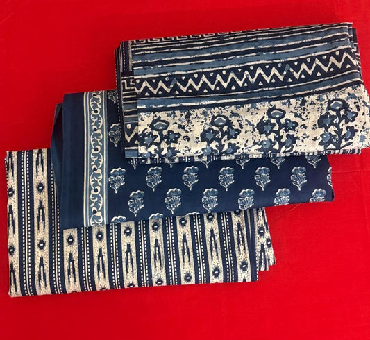 Blue Echo – Indigo Cotton Suit Set (Sanganeri Print)