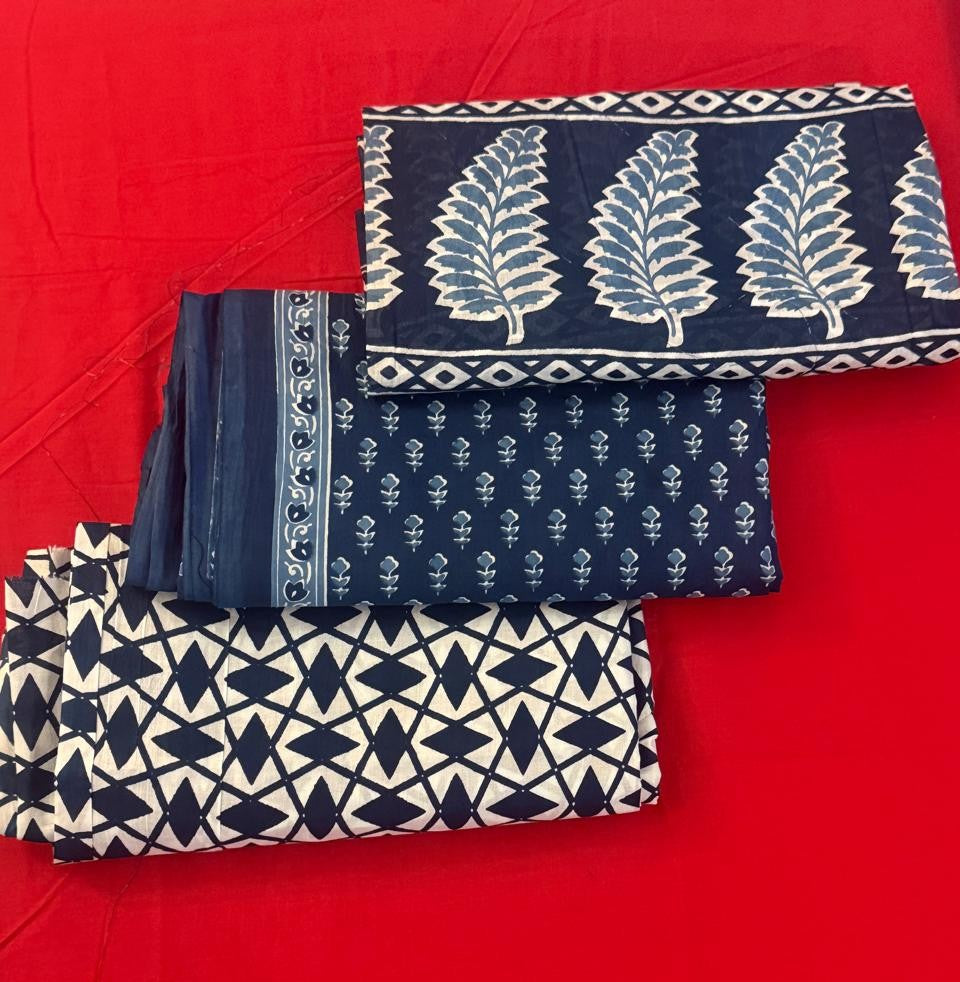 Blue Mirage – Indigo Cotton Suit Set (Sanganeri Print)