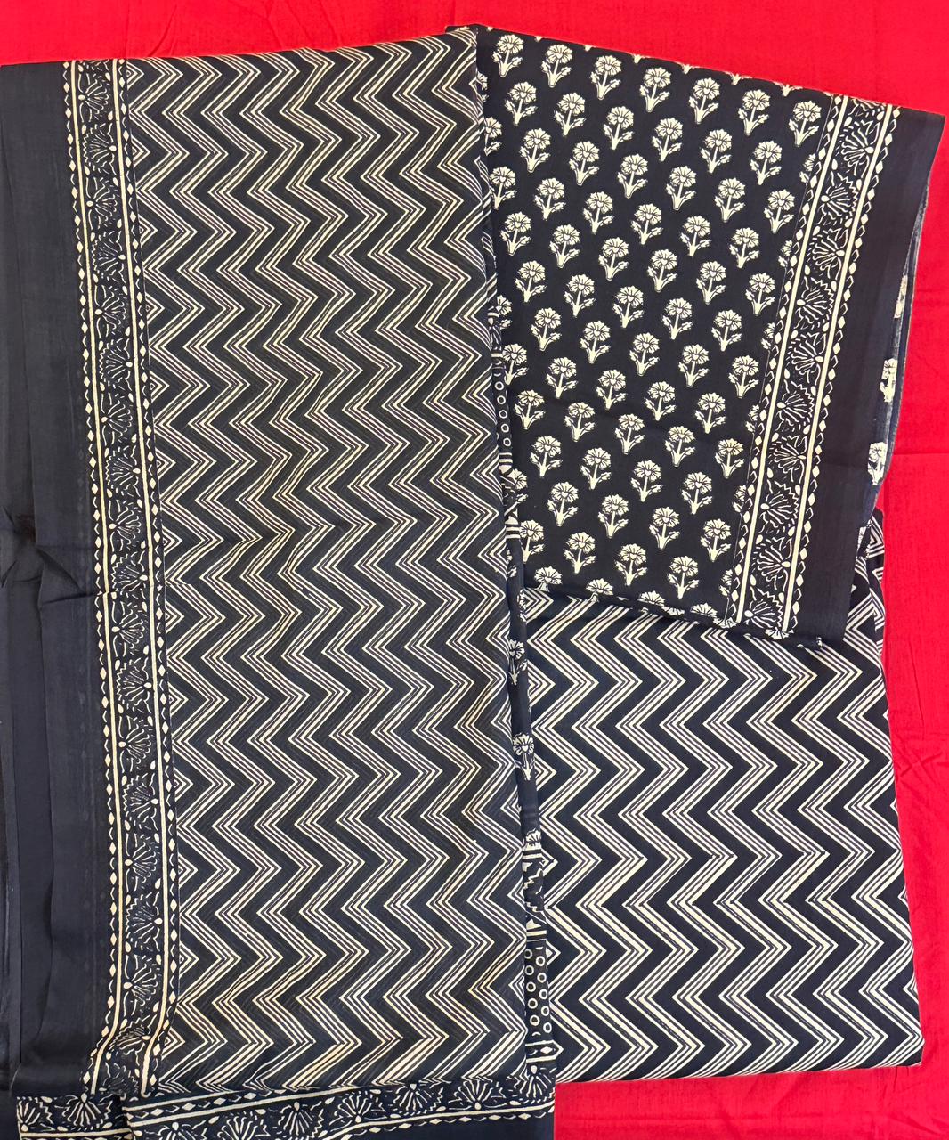 Ebony – Unstitched 3-Piece Screen Print Cotton Suit