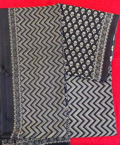 Ebony – Unstitched 3-Piece Screen Print Cotton Suit