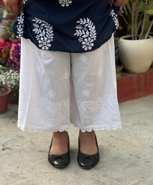 Wide Palazzo (Chikankari Free Size Bottom)