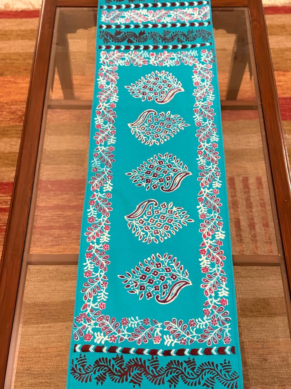 Pravah – Turquoise Blue Cotton Runner (14" × 70")