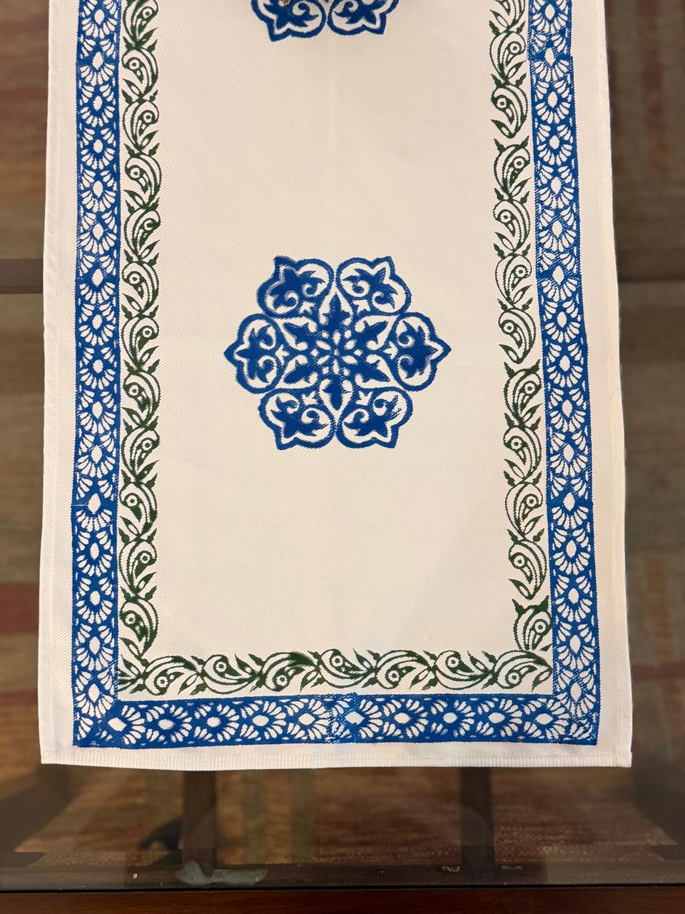 Mudra - Hand Block Print Coffee Table Runner(14"x43")
