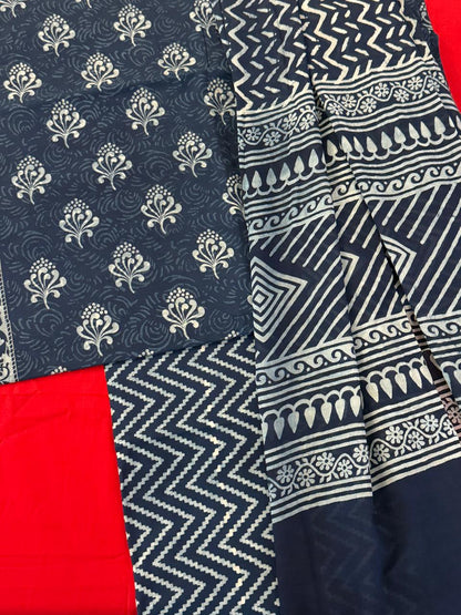 Blue Haven – Indigo Cotton Suit Set (Bagru Print)